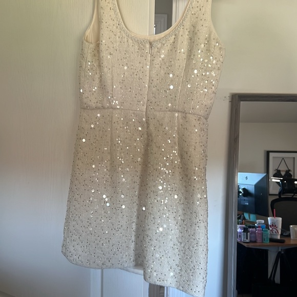Self-Portait Ivory Sequin Boucle Mini Dress - Picture 8 of 8